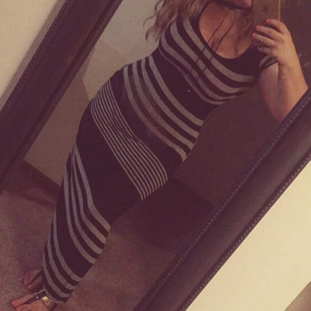 Derek Heart Striped Ruched Dress